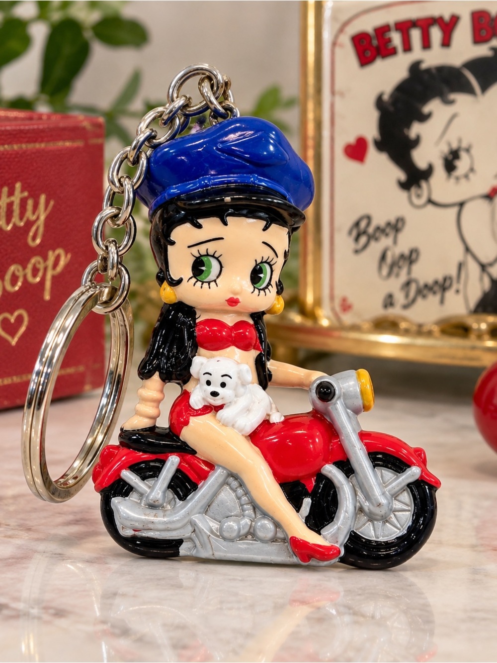 Vintage Betty Boop Motorcycle Keychain 1990s‎